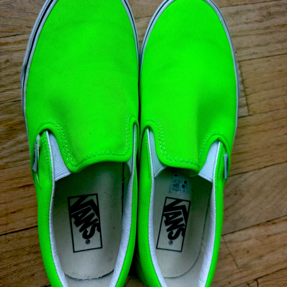 Vans Bright Neon Green Slip-On Sneakers